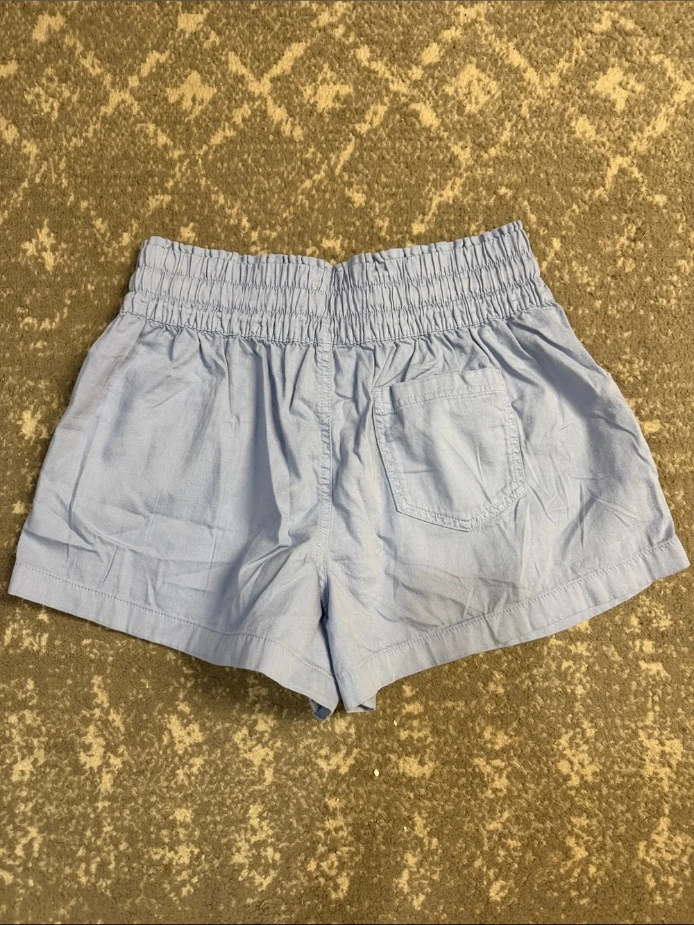 aerie Pastel Blue High-Waist Smocked Drawstring Shorts